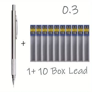 모든 금속 샤프 펜슬 0.3, 0.5, 0.7, 0.9, 1.3 2.0Mm 리드 리필 아트, 쓰기, 스케치 개폐식 디자인