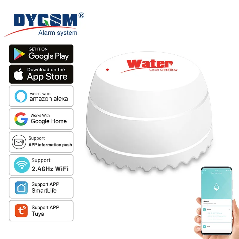Tuya WiFi 누수 감지기 홍수 센서 스마트 라이프 APP 원격 모니터링 홍수 경고 Alexa Google을 통한 오버플로 보안