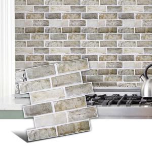 10pcs 3D 가짜 벽돌 껍질과 스틱 Backsplash, 거실 용 벽 스티커, 벽돌 질감 벽 패널, 홈 장식