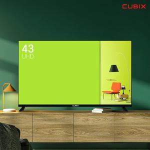 큐빅스 109cm 43인치 4K UHD TV 고화질 에너지효율 1등급 제로베젤 스탠드형 벽걸이형 티비