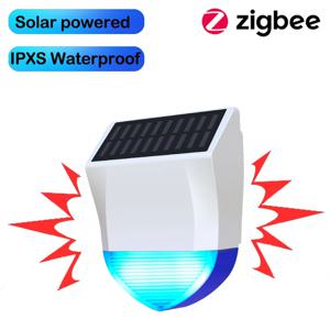 Tuya 스마트 Zigbee/Wifi 사이렌 알람 방수 야외 태양열 및 USB 전원 공급 장치 옵션 95dB 원격 제어