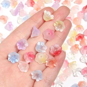 50pcs 다채로운 은방울꽃 꽃 모양 구슬 12x7.5mm Lampwork 유리 느슨한 구슬 DIY 공예 보석 액세서리 만들기