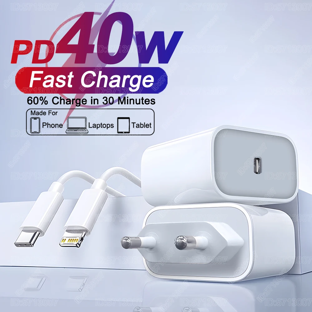PD 40W 고속 충전기 iPhone 16 15 14 13 12 11 Pro Max USB 유형 C 충전 케이블 iPhone 충전기 어댑터 전화 액세서리
