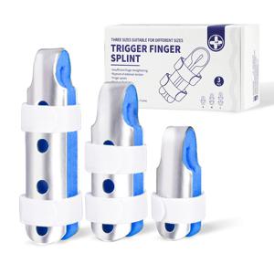 Rhino Rescue 핑거 스플린트 – 부러진 손가락 및 관절 지지대용 조절 가능한 손가락 버팀대 3개(블루)