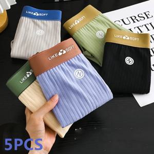 5 Pcs 남자의 줄무늬 재미 있은 복서 반바지 속옷 섹시한 속옷 남자 남성 옴므 U 볼록 반바지 란제리 Boxershorts 팬티