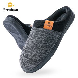 Pmoiste Knited 패치 워크 하우스 신발 남성 따뜻한 소프트 TPR 쿠션 메모리 폼 디자이너 럭셔리 홈 슬리퍼 미끄럼 방지 겨울 실내