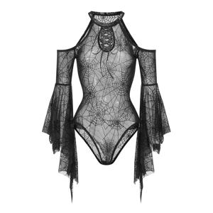 할로윈 여성 바디 슈트 긴 소매 콜드 숄더 스파이더 웹 피트 Romper Sheer Tops Clubwear