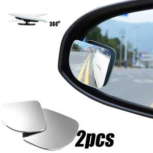 2개입 자동차 미러 와이드 앵글 사각지대 미러 360 °   조절 가능한 보조 후방 거울 HD 프레임리스 팬형 원형 거울