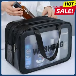 건식-습식 분리 이중 투명 PU 미니 파우치 가방 휴대용 세탁 가방 화장품 보관 가방 여행 피트니스 필수품