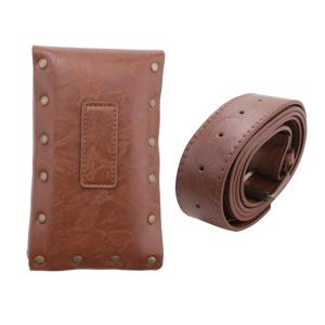 ABQR 중세 르네상스 성인 남성 기사 가죽 빈티지 포켓 벨트 의류 가방 브라운