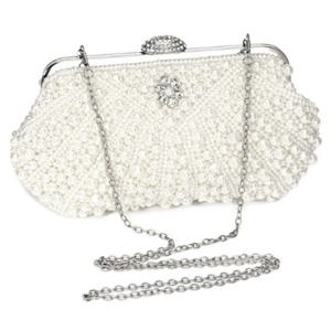 ABQR 여성용 진주 클러치 백 이브닝 백 핸드백 웨딩용 체인 백