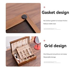 ABQR 나무 빈티지 잠금장치가 있는 보석 보관함, 플립탑 솔리드 우드 보석함, 대용량, 칸막이 보관함