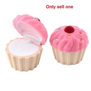 ABQR 러블리 케이크 선물 상자 홀더 쥬얼리 박스 케이스 벨벳 웨딩 링 박스 귀걸이 목걸이 디스플레이 및 포장용, 핑크