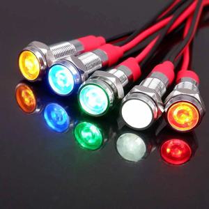 6mm 금속 전원 표시기 LED 신호등 미니 표시 등 3v 6v 12v 24v 110v 220v 빨간색 주황색 녹색 파란색 흰색