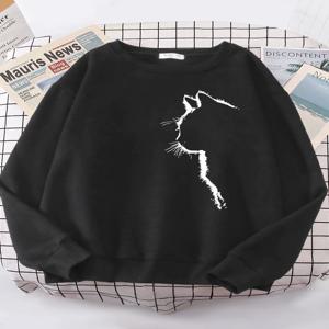 고양이 애완 동물 인쇄의 간단한 스트로크 Hoody Womens 어깨 드롭 모든 경기 후드 간단한 S-XXL 까마귀 거리 품질 의류 여성