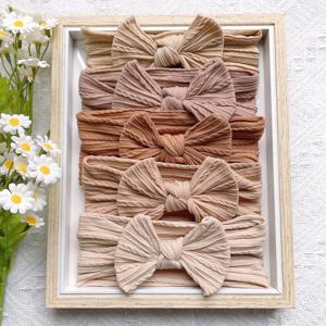 5 개/대 아기 귀여운 머리띠 부드러운 탄성 Bowknit 신생아 유아 Priccess 소녀 헤어 밴드 활 액세서리 0-2 년