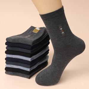 5 짝/몫 남성 패션 두꺼운 양말 사계절 레저 통기성 탈취제 중반 튜브면 양말 고품질 EU 38-44