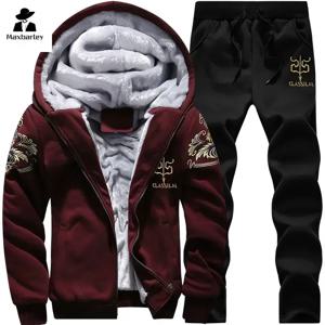 2024 새로운 겨울 두꺼운 남자 스포츠 정장 Tracksuit 후드 운동복 지퍼 카디건 후드 모직 바지 바지 캐주얼 남자 세트