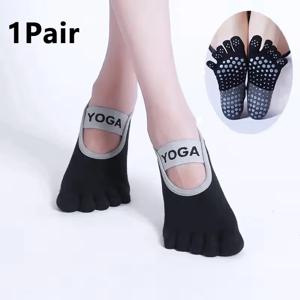 숙녀 통기성 요가 양말 실리콘 미끄럼 방지 다섯 손가락 필라테스 양말 여성용 등받이 피트니스 발레 댄스 코튼 체육관 양말