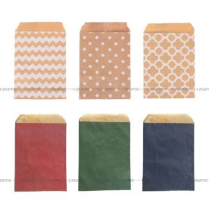 50개, 15x10cm 웨이브 도트 크래프트 종이 캔디 비스킷 가방, 포장, 포장 및 선물 제공, 중소기업 용품에 적합
