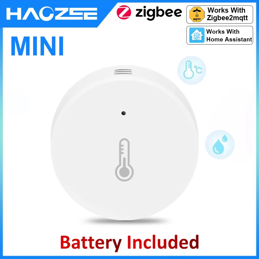 Haozee 스마트 Zigbee 온도 및 습도 센서 홈 어시스턴트 Zigbee2mqtt와 가정용 작업을위한 실내 온도계 모니터