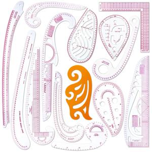 패턴 제작 도면에 사용되는 엠파이어 재봉 자 및 프렌치 커브, 투명 플라스틱 패션 디자이너 자 조각 조립