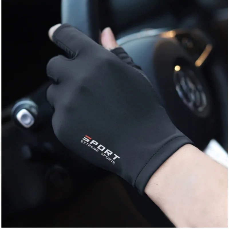 얼음 실크 고탄성 자외선 차단제 통기성 반손가락 장갑 남성과 여성을위한 1 쌍 야외 얇은 사이클링 운전 낚시 장갑