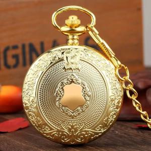 새겨진 꽃 등나무 방패 크라운 패턴 펜던트 Steampunk 빈티지 회중 시계 남성용 체인 선물