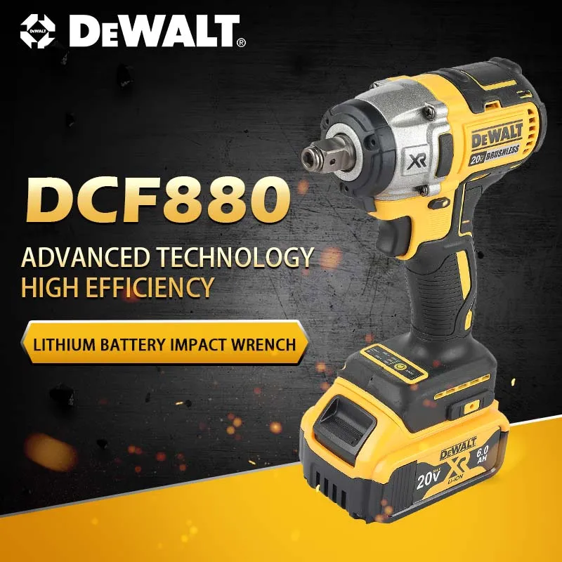 DEWALT DCF880 리튬 배터리 브러시리스 임팩트 렌치 20V 분리형 타이어 고 토크 고속 강력한 분해 도구