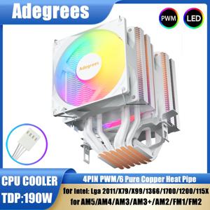 6 히트 파이프 CPU 공기 냉각기 인텔 LGA 1700 1200 1150 1151 1155 2011 X79 X99 1366 AM5 AM4 용 4Pin PWM PC 프로세서 타워 쿨러