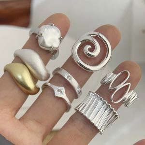 여성을위한 925 스털링 실버 반지 커플 미니멀리스트 수제 간단한 라운드 라인 반지 파티 보석 선물 알레르기 방지