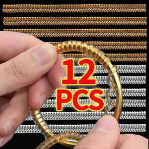 투명 골드 나선형 기반 링 도구, 용수철 코일 링 크기 조정 가드 조임기 감속기, 쥬얼리용 크기 조정 도구, 1 개, 12 개