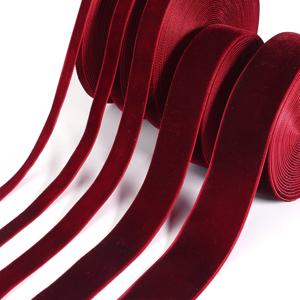 5-10 야드/롤 벨벳 리본 블랙 와인 레드 컬러 단일 얼굴 몰려 들고 웨빙 DIY 크리스마스 공예 포장 장식