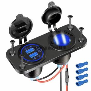 터치 스위치가있는 듀얼 QC 3.0 차량용 USB 충전기 소켓 담배 라이터 소켓 분배기 방수 전원 소켓 차량용 어댑터