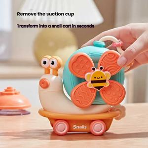 분리형 달팽이 스피너 장난감 |   흡입 컵 풍차 및 감각 자동차 – 0~12개월 아기의 미세 운동 능력을 위한 창의적인 여행 게임
