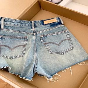 하이웨이스트 와이드 레그 A라인 반바지 여성 데님 반바지 여름 신상 만능 슬림 핫팬츠 레트로 블루 진 반바지