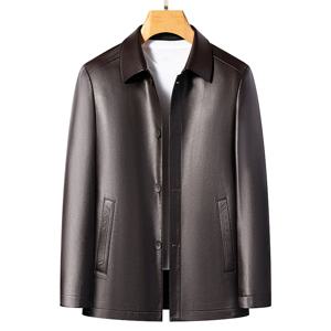 YN-2582 봄 신상 정품 가죽 코트 버튼 탑 고품질 양가죽 코트 남성 가을 캐주얼 비즈니스 양털 재킷