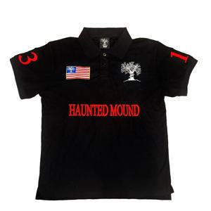 Haunted Mound 폴로 셔츠 미국 레트로 스트리트 힙합 반소매 셔츠 Y2k 남성 캐주얼 자수 코튼 탑 야구 의류