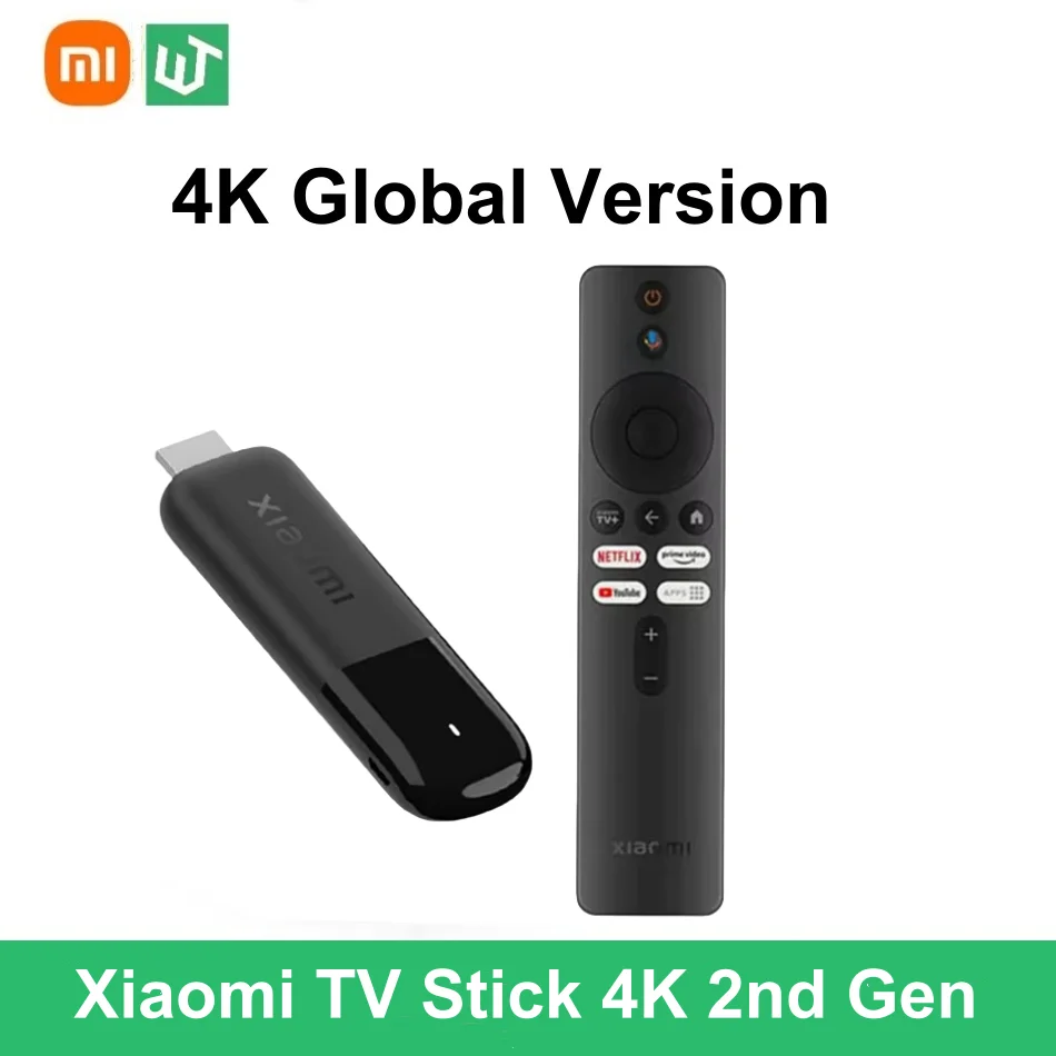 2025 글로벌 버전 샤오미 미 TV 스틱 4K 2세대 2GB 램 8GB 롬 블루투스 5.2 Wifi6 넷플릭스 구글 어시스턴트 스마트 TV 동글