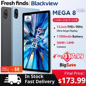 【세계 최초 공개】Blackview MEGA 8 태블릿 13인치 FHD+ 90Hz 디스플레이 11000mAh AI 안드로이드 15 50MP 카메라 4박스 스피커 4G 패드 PC