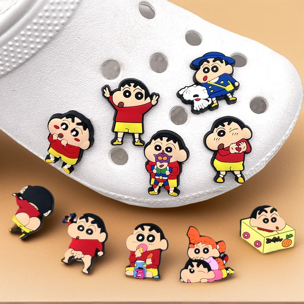 10Pcs 크레용 Shin-chan 운동화 버클 액세서리 샌들 버클 장식 파티 크리스마스 선물을위한 애니메이션 만화 버클