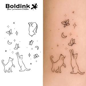 새끼 고양이 잡기 나비 임시 문신, 15일까지 지속됩니다. 신기술 매직 방수 반영구적 스티커.