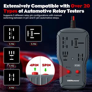 Obdresource 12 v/24 v 자동차 릴레이 테스터 4pin 5pin 릴레이 감지 진단 도구 전문 전압 테스터 배터리 검사기