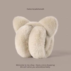 1개 고양이 귀 모양 부드러운 플러시 귀마개 겨울 따뜻한 귀덮개 패션 귀덮개 야외 추위 방지 접이식 귀덮개
