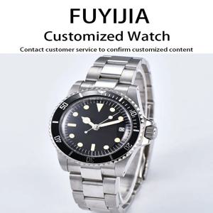 FUYIJIA 맞춤형 40mm 자동 기계식 시계 알루미늄 프레임 달력 발광 손목시계 30M 방수 스테인리스 시계