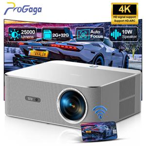 【브랜드+】PROGAGA PG610W 네이티브 1080P 프로젝터 4k 안드로이드 5G 와이파이 25000 루멘 2G 32G 스마트 홈 시어터 야외 비디오