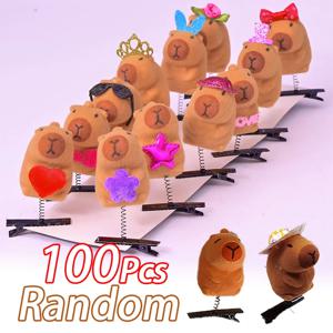 카와이 헤어 클립 패션 어린이 활, 3D 카피바라 동물 봉제 머리핀, 재미있는 스타일 덕빌 클립, 머리 장식 선물, 100 개
