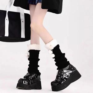 2025년 신상 핫세일 가을 겨울 레그 커버 트렌디한 개성 스티치 디자인 귀여운 따뜻하고 통기성 좋은 털볼 양말