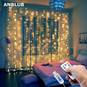LED 커튼 화환 USB 스트링 조명, 원격 크리스마스, 결혼식, 휴일, 새해 장식, 가정용 2024, 요정 꽃줄, 3M