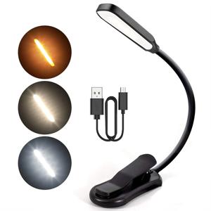 7 LED 책 빛 USB 충전식 독서 등 3 단계 따뜻한 차가운 흰색 일광 휴대용 유연한 쉬운 클립 야간 독서 램프